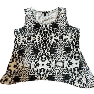 Style & Co Black & White Animal Print  Sleevelness Tank Top Sequence Plus 2X